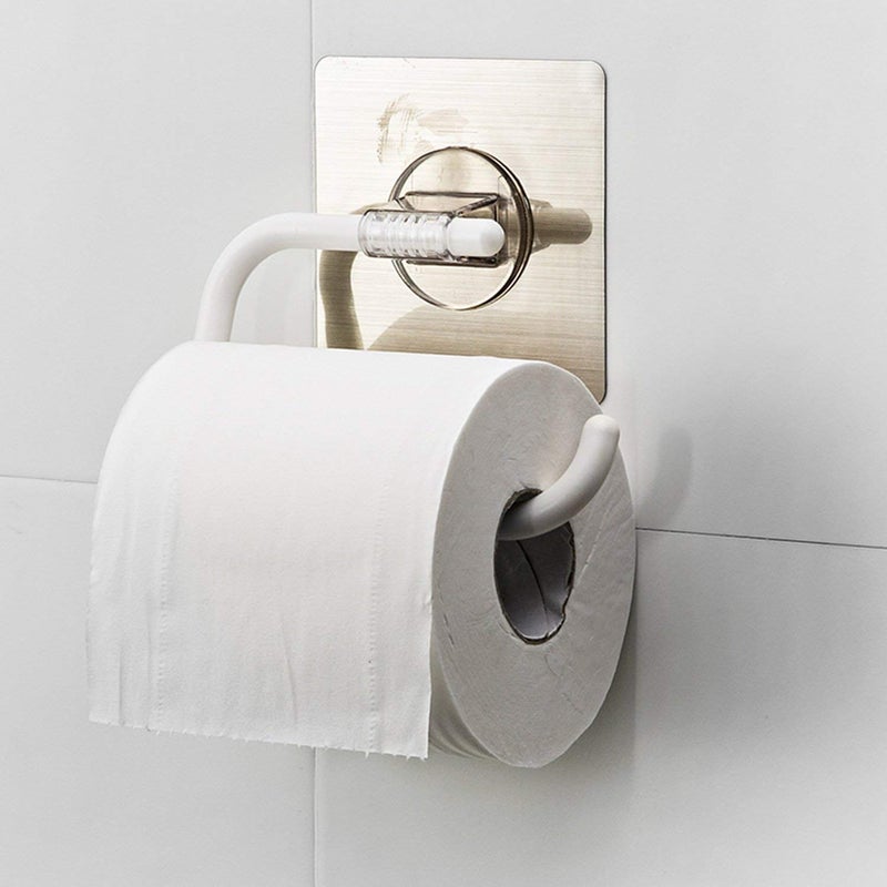 Zollyss Zollyss Magic Sticker Series SelfAdhesive Plastic Napkin Toilet Paper Holder Towel Ring Open Half Towel Hanger Rack White Pack of 2  - Image 3