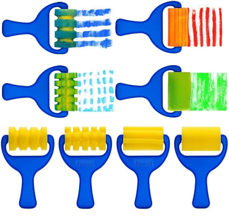 Jasol Kids Paint Roller Sponge Brush Set, 4 Pieces, DIY Art Craft Painting Tools - Image 1