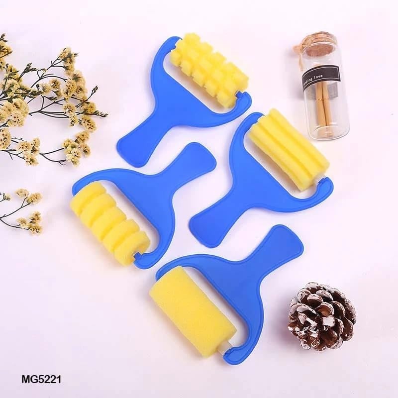 Jasol Kids Paint Roller Sponge Brush Set, 4 Pieces, DIY Art Craft Painting Tools - Image 4