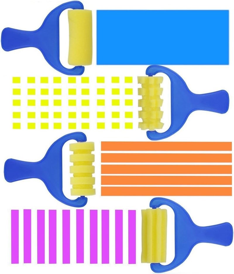 Jasol Kids Paint Roller Sponge Brush Set, 4 Pieces, DIY Art Craft Painting Tools - Image 2