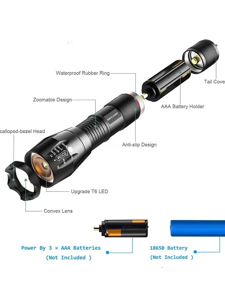 Circular aluminum dual light LED flashlight, multiple lighting modes, high performance, - Image 4