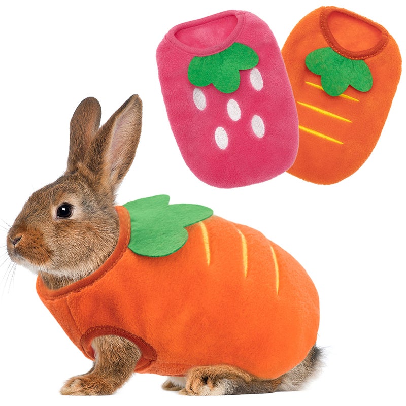 IPRAVOCI Guinea Pig Clothes - Cute Fleece Warm Pet Outfits for Rabbit Bunny Ferrets Chinchillas Kitten Chihuahua, etc. Small Animals - Strawberry Carrot Shape Cozy Vest Pet Costume - Image 1