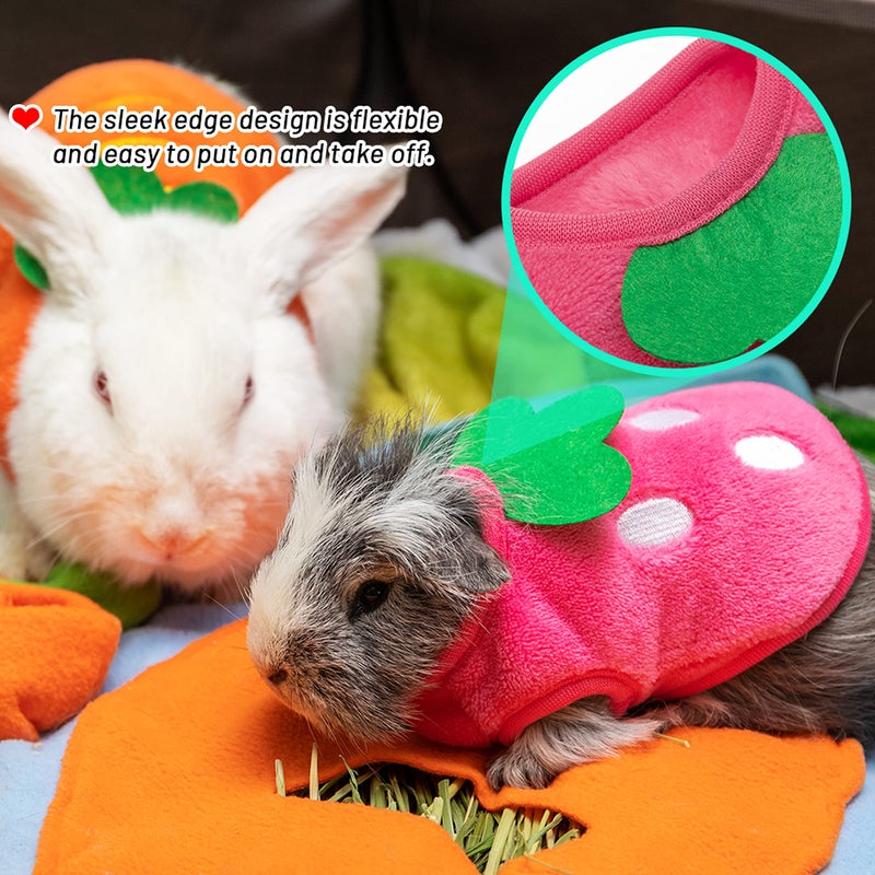 IPRAVOCI Guinea Pig Clothes - Cute Fleece Warm Pet Outfits for Rabbit Bunny Ferrets Chinchillas Kitten Chihuahua, etc. Small Animals - Strawberry Carrot Shape Cozy Vest Pet Costume - Image 3