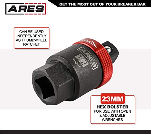 ARES 36005-1/2-Inch Drive Ratcheting Breaker Bar Adapter - Converts Breaker Bar or Sliding T-Handle into Ratchet - Reversible Ratcheting Mechanism with Anodized Switch Collar - Image 4