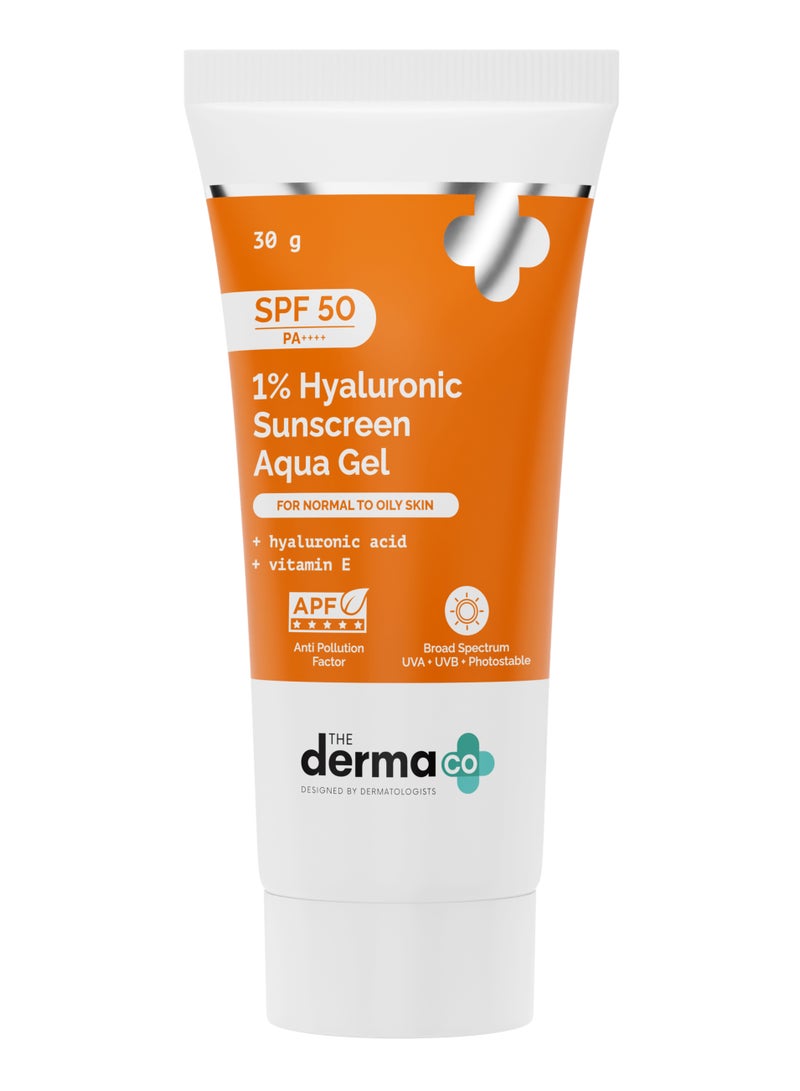 ذا ديرما كو ديرما كو 1% حمض الهيالورونيك جل واقي من الشمس أكوا بعامل حماية من الشمس 50، 30 جم