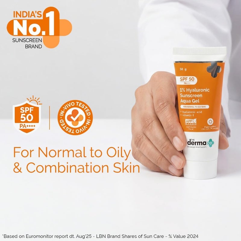 THE derma Co DERMA CO 1% HYALURONIC SUNSCREEN AQUA GEL SPF50 30G - Image 3