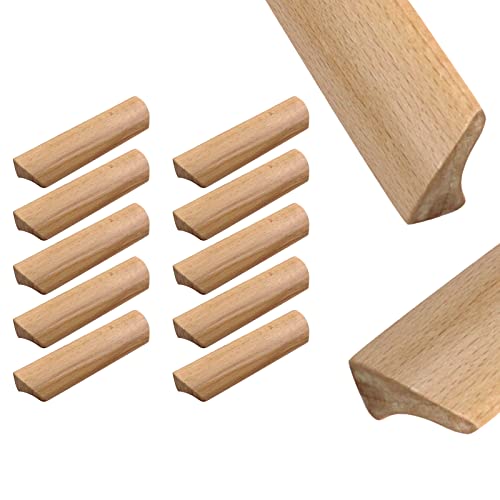 Tsnamay مقابض أثاث خشبية صلبة 10 قطع 4.84 بوصة، مقابض خشبية مطلية بسلاسة، مقبض سحب خزانة، مسافة الثقب 3.78 بوصة - Image 1