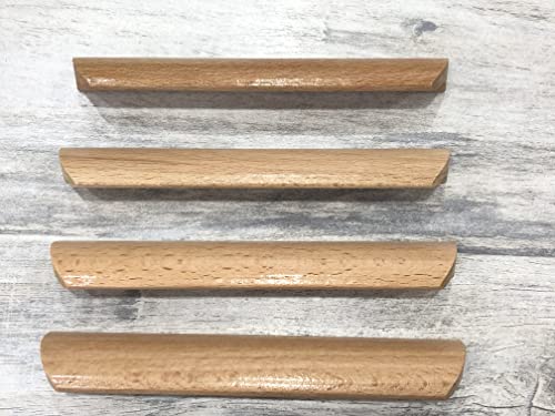 Tsnamay مقابض أثاث خشبية صلبة 10 قطع 4.84 بوصة، مقابض خشبية مطلية بسلاسة، مقبض سحب خزانة، مسافة الثقب 3.78 بوصة - Image 5