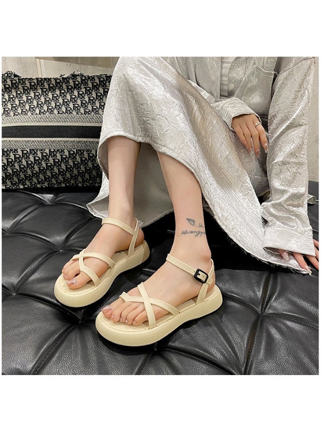 NIBEMINENT Fashionable Casual Women's Sandals Summer  Thick Bottom Strap-On Open Toe Slippers Sweet Style  - Image 5