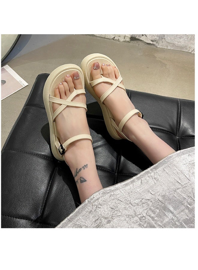 NIBEMINENT Fashionable Casual Women's Sandals Summer  Thick Bottom Strap-On Open Toe Slippers Sweet Style  - Image 4