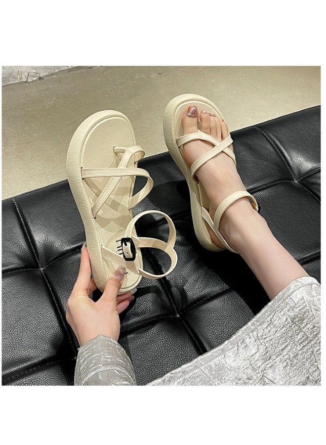 NIBEMINENT Fashionable Casual Women's Sandals Summer  Thick Bottom Strap-On Open Toe Slippers Sweet Style  - Image 3