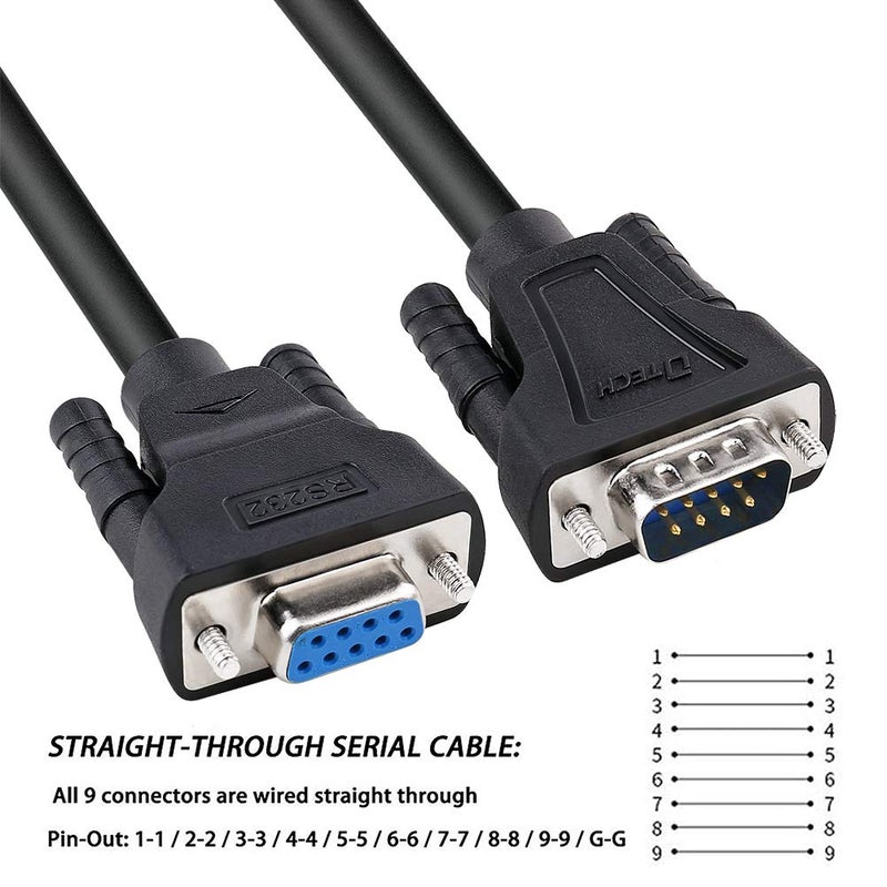 D-tech 1.5ft COM Port Serial Cable Male to Female RS232 Extension 9 Pin Straight Through Cord (0.5 Meter, Black) - Image 3