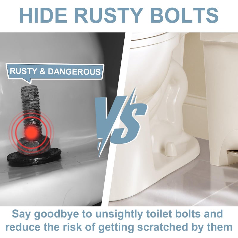 Fyroxx 4 Packs White Toilet Bolt Caps, Toilet Bolt Covers Are Suitable for A Variety of Toilet Floor Bolts with Heights of 1.44 Inches or Less, Effectively Hides Bathroom Installation Marks - Image 2
