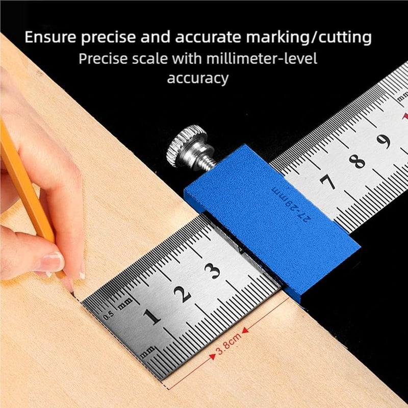 50cm Steel Ruler Adjustable Aluminum Marking Tool For Woodworking Furniture Construction - Image 3