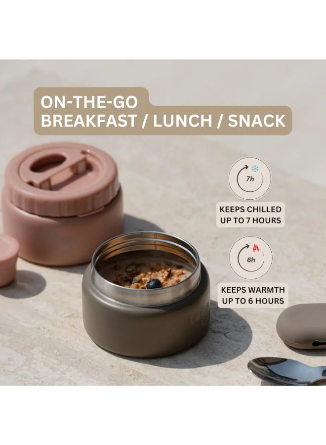 Citron Vacuum Insulated Food Jar For Kids And Adults, Bpa Free Food Thermos, Travel Hot Food Container - 250 Ml Dusty Blue