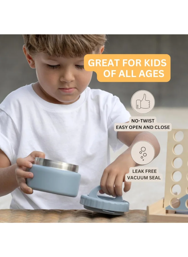 Citron Vacuum Insulated Food Jar For Kids And Adults, Bpa Free Food Thermos, Travel Hot Food Container - 250 Ml Dusty Blue