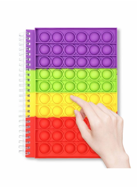 Puzzle Decompression Rainbow Color Silicone Bubble Press Notebook Journal Notebook, Spiral Notebook, Push Pop Bubble Fidget Sensory Toys, Stress Reliever Fidget Toys, Gifts for Kids