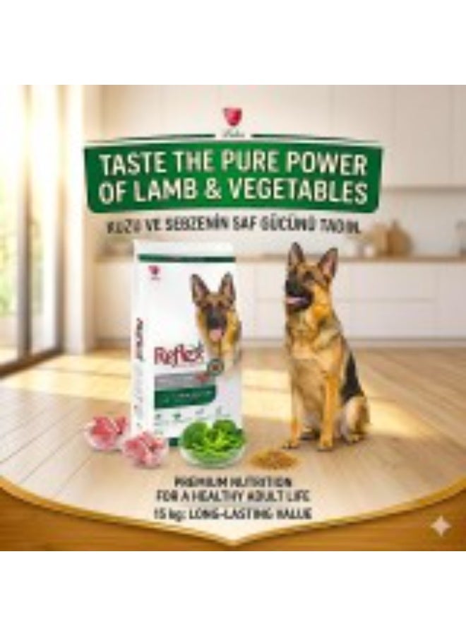 Lider Reflex Lamb, Rice & Vegetables Adult Dry Dog Food 15Kg – High Protein Premium Dog Food with Omega 3 & 6, Strong Immunity, Healthy Skin & Coat, Complete & Balanced Nutrition for Adult Dogs - Image 1