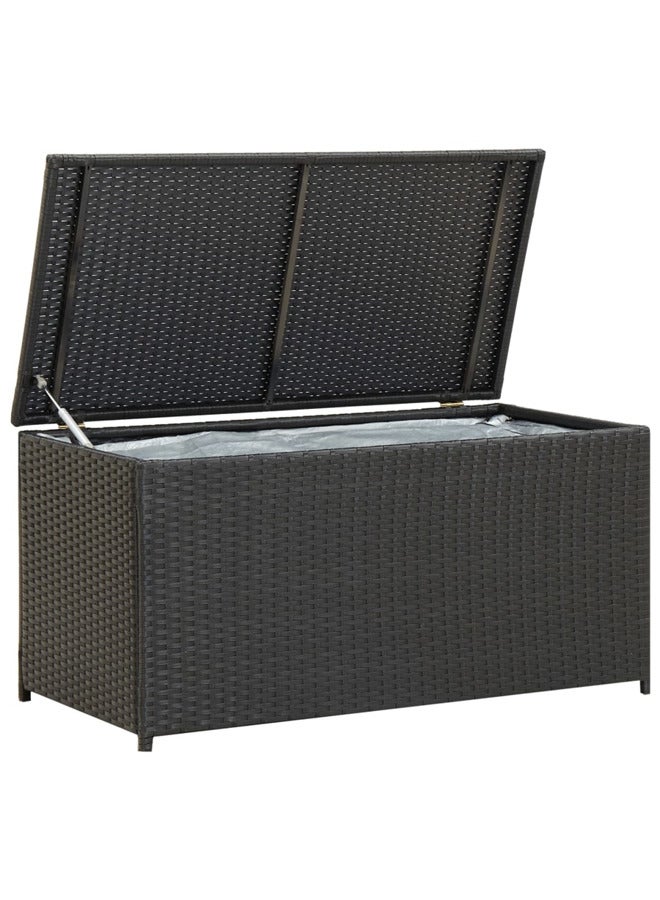 فيداكسل vidaXL صندوق تخزين للحديقة بولي روطان 100×50×50 سم أسود - Image 2
