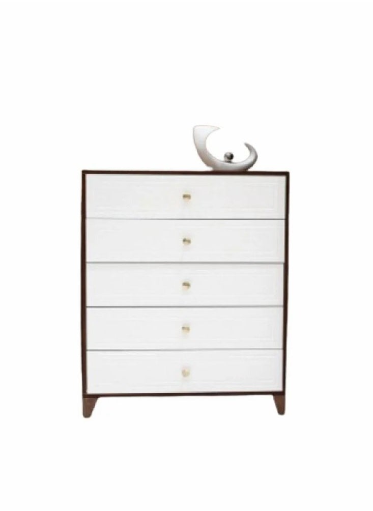 HOMES Furniture - Aurora Double Drawer Chest - Elegant Design, Chipboard with Melamine Protection, White with Brown Finish - Image 1