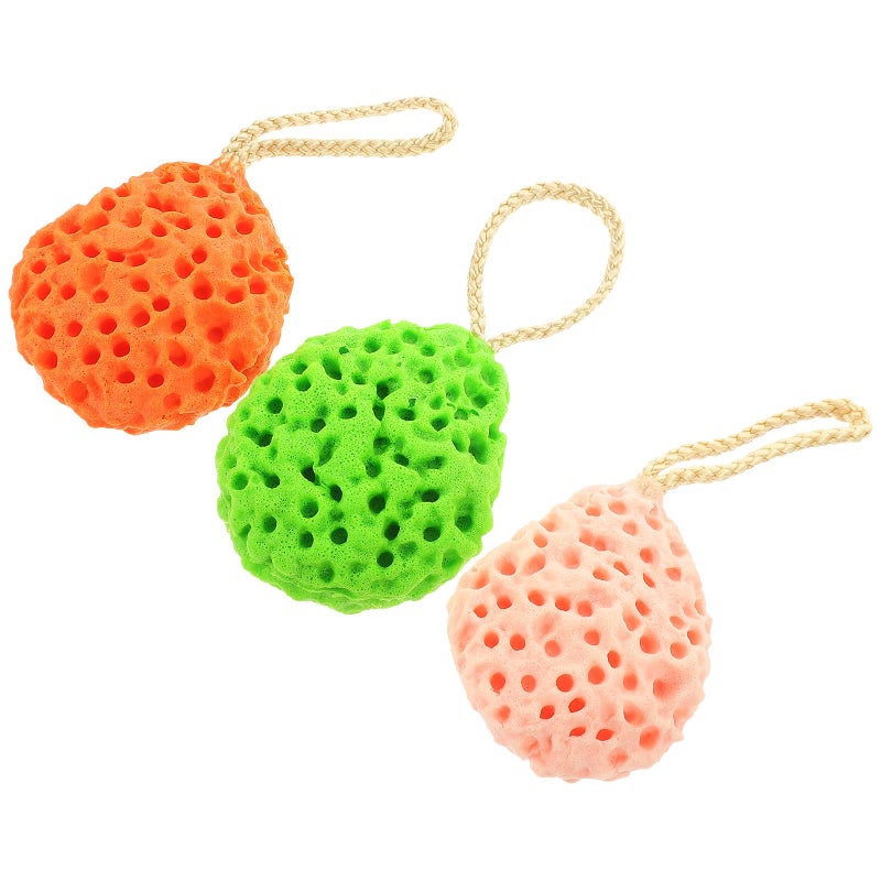 Exfoliating Face Body Shower Sponges Set Green Orange Pink Portable Gentle Wash Travel - Image 2