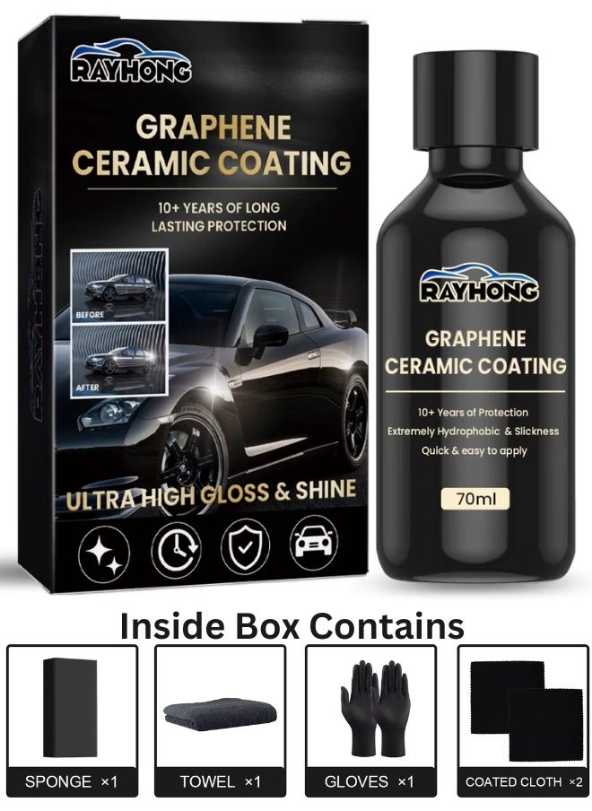 RAYHONG Graphene Ceramic Coating 70ml Graphene Car Coating for Long Lasting Protection Ultra High Gloss and Shine Coating Car Protective Film  - Image 1