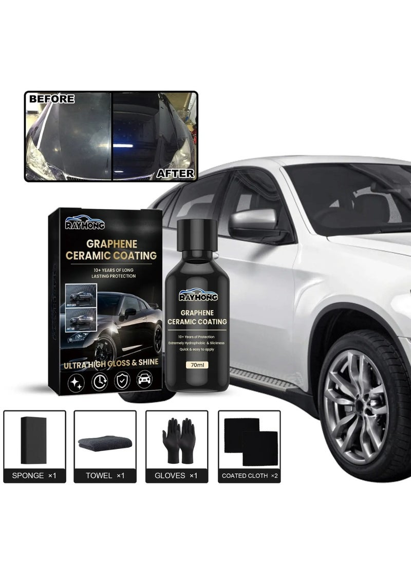 RAYHONG Graphene Ceramic Coating 70ml Graphene Car Coating for Long Lasting Protection Ultra High Gloss and Shine Coating Car Protective Film  - Image 2