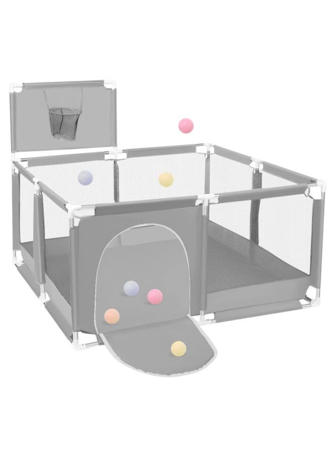 Baby Playpen with basket for Babies and Toddlers Baby Fence Baby Play Yards for Indoor & Outdoor 127*127*66(Grey)CODE / 159 - Image 1