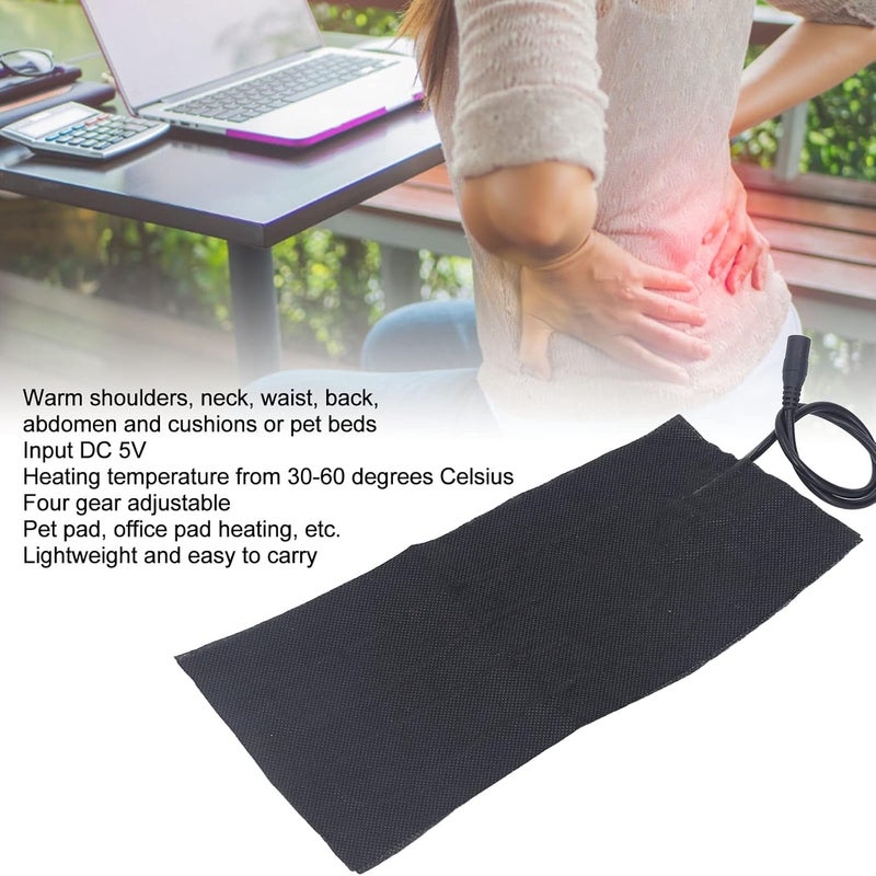 DC5V 3.9 x 7.9in 70¨H to 140¨HElectric Cloth Heater Pad USB 4 Shift Adjustable Timing Foldable Carbon Fiber Washable for Clothes Seat Pet Warmer Back Neck,Electric Heating Pads, Electric Heating P - Image 2