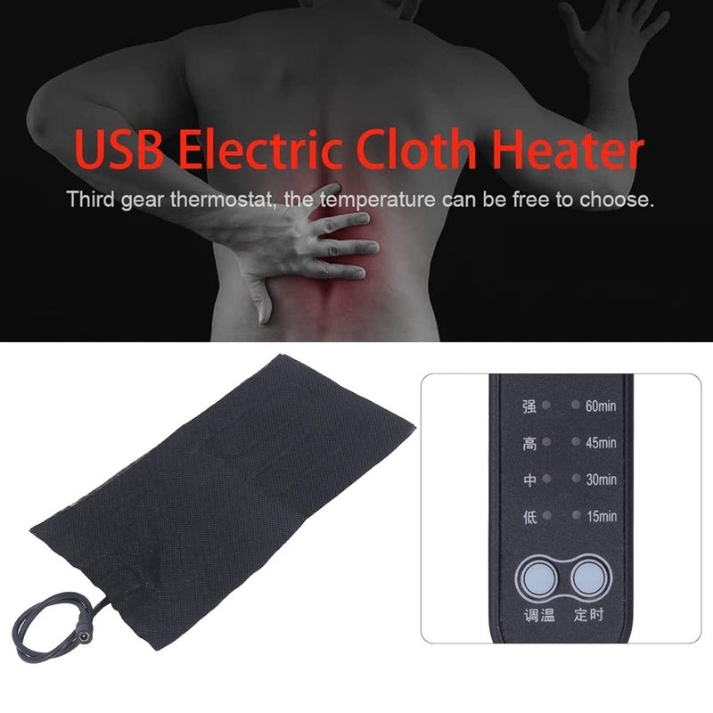 DC5V 3.9 x 7.9in 70¨H to 140¨HElectric Cloth Heater Pad USB 4 Shift Adjustable Timing Foldable Carbon Fiber Washable for Clothes Seat Pet Warmer Back Neck,Electric Heating Pads, Electric Heating P - Image 5