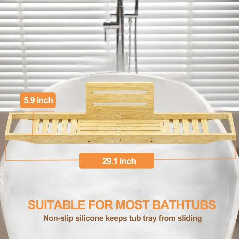Teakhzct Bathtub Tray Caddy - Bath Tray - Bath Tub Table Tray Caddy - Bamboo Bath Tray for Tub - Image 2