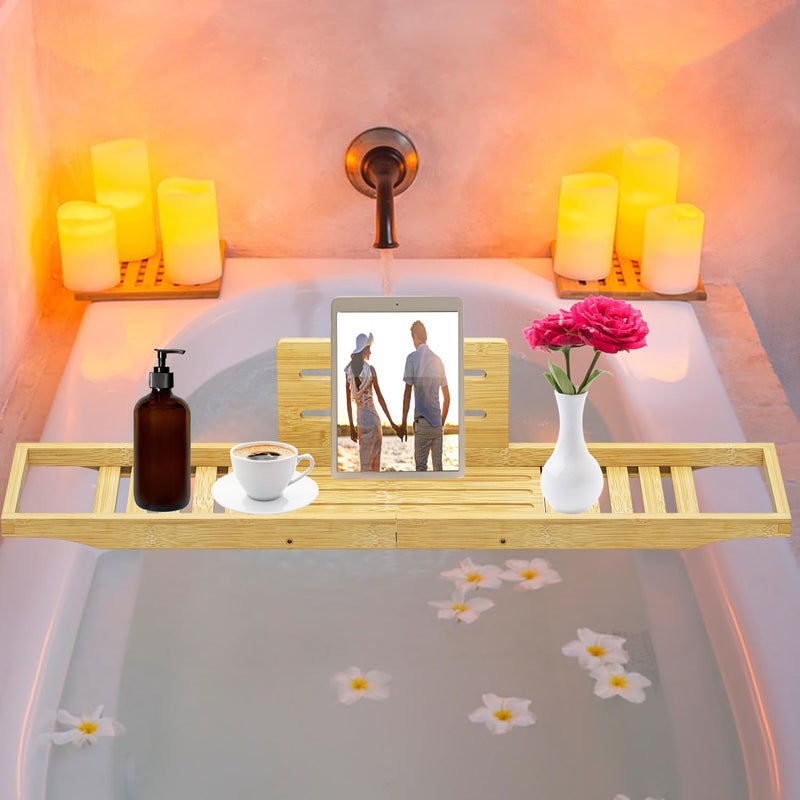 Teakhzct Bathtub Tray Caddy - Bath Tray - Bath Tub Table Tray Caddy - Bamboo Bath Tray for Tub - Image 4
