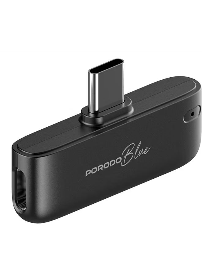 Porodo Blue Professionall Dual Wireless Microphone with Advanced Noise Cancellation, Smart Plug & Play Audio, Omnidirectional, Long-Distance Transmission, Instant Auto-Pairing, Universal Device Compatibility - Black - Image 3
