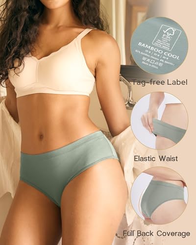 BAMBOO COOL Womens Underwear, Moisture-Wicking Briefs, Soft and Breathable Panties, Mid Waist, 5-Pack - Image 4