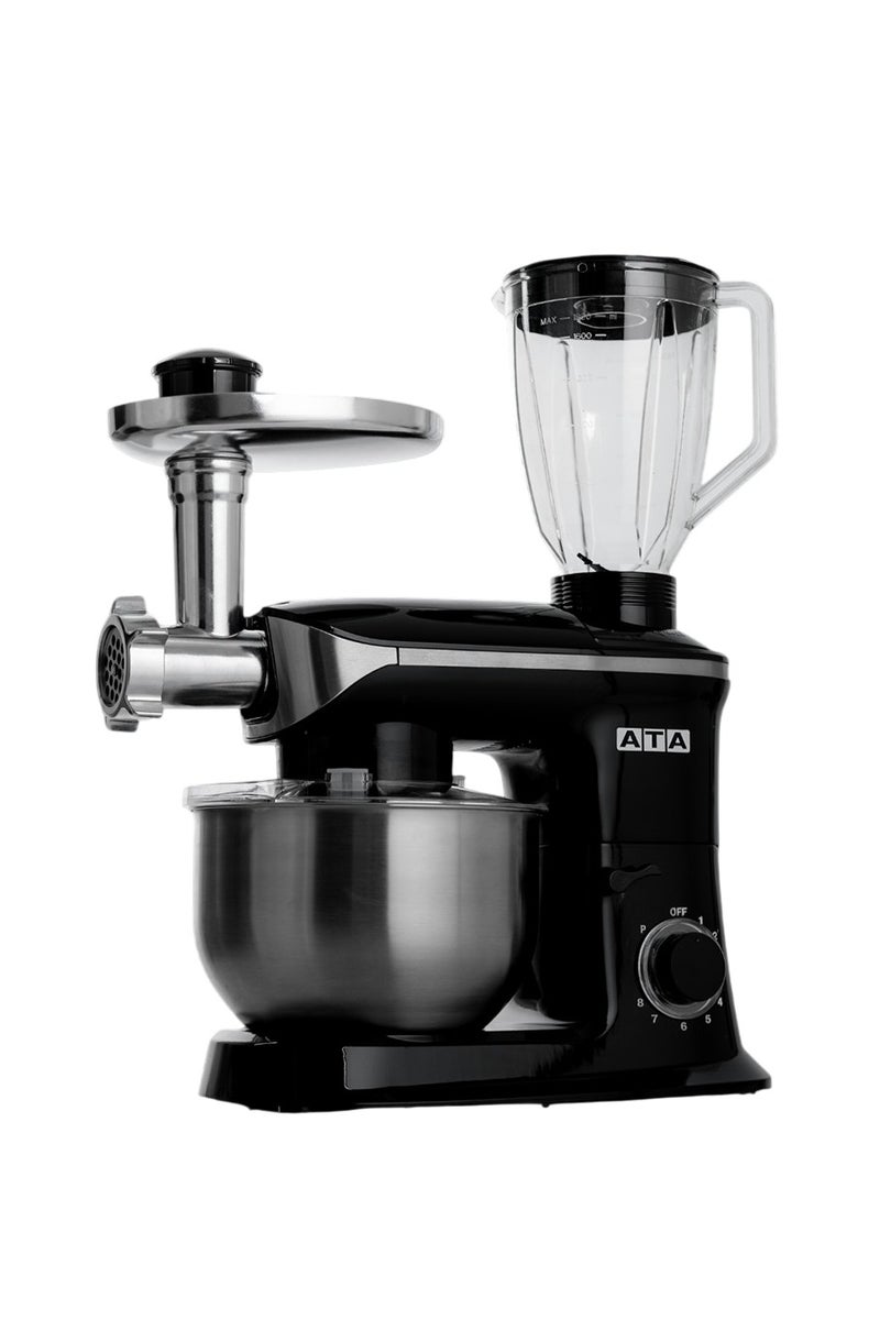 ATA food processor,6 L,2000 Watt,Black&Silver