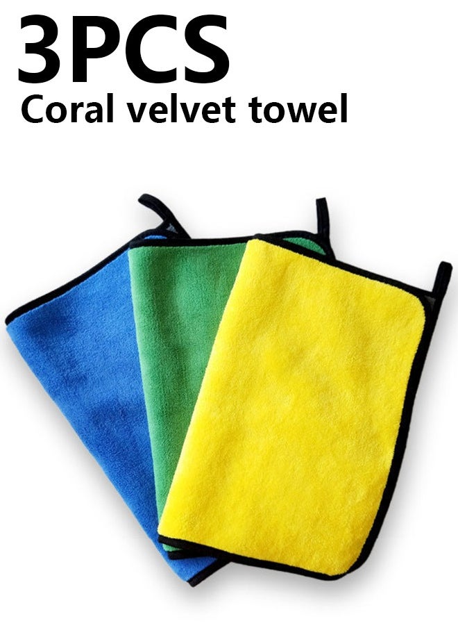 Generic - 3pcsProfessional Premium Microfiber Towels for Household Cleaning, Dual-Sided Car Washing and Detailing Towels,30*40cm - Image 1