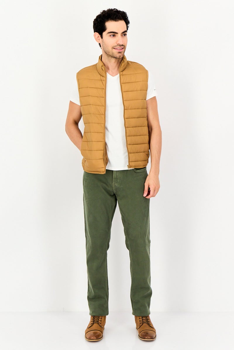 Celio Men Quilted Puffer Vest Jacket, Beige - Image 4
