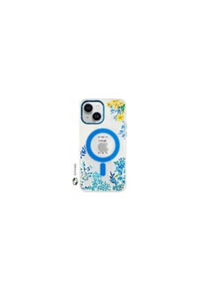 Case for Apple iPhone 14 Floral Design Fashion Flower Compatible with MagSafe & Wireless Charging Cover BLUE