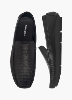 Men's Monogram Textured Slip-On Moccasins