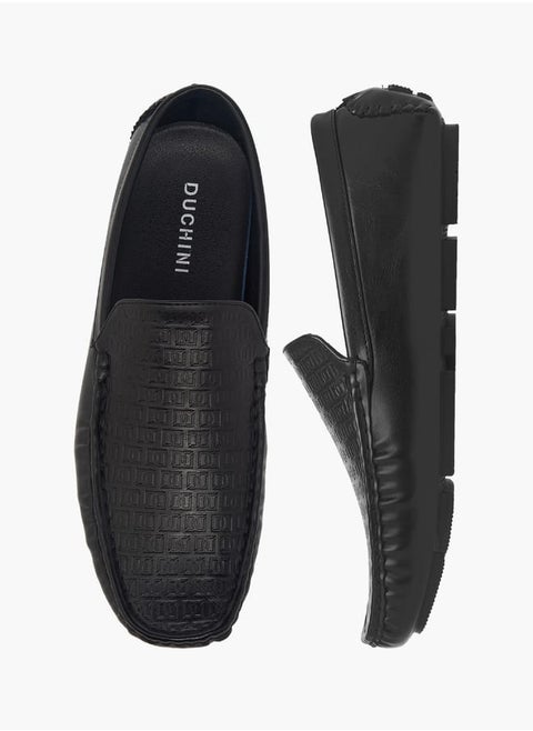 Men's Monogram Textured Slip-On Moccasins