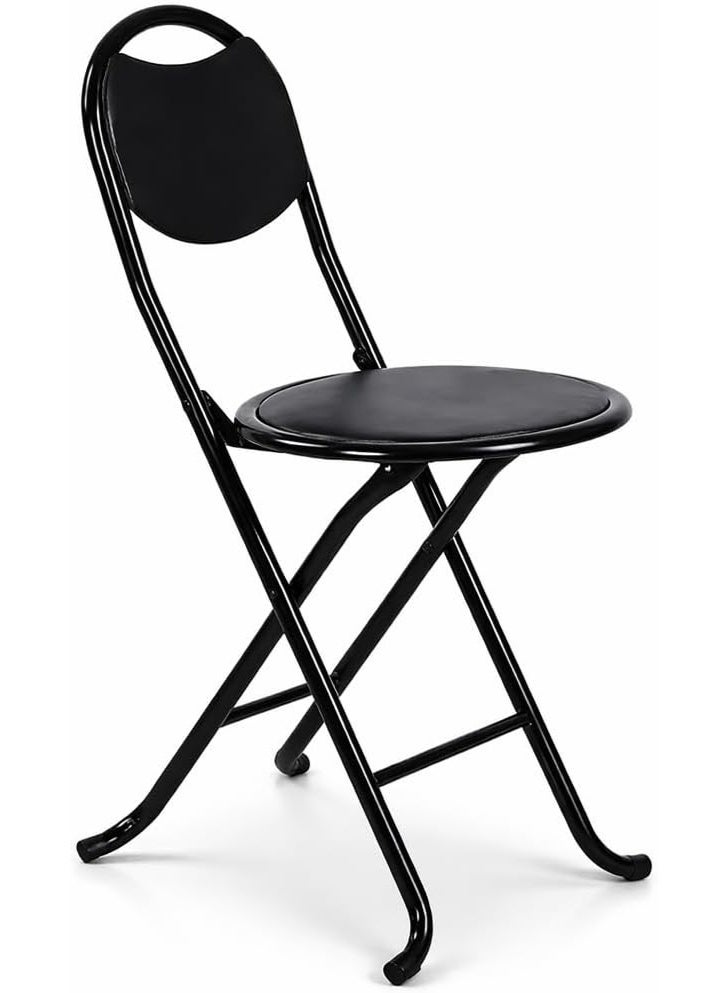 Master Gold Folding Chair Padded Backrest & Carry Handle | Portable Folding Chair with Lightweight and Space Saving Design | Ideal for Study, Prayer, Eating and Small Spaces for Home, Office, School (Black) - Image 1