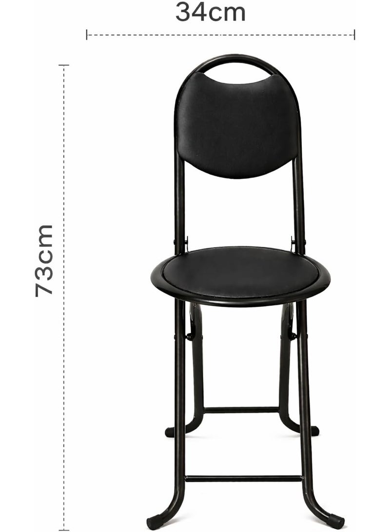 Master Gold Folding Chair Padded Backrest & Carry Handle | Portable Folding Chair with Lightweight and Space Saving Design | Ideal for Study, Prayer, Eating and Small Spaces for Home, Office, School (Black) - Image 2