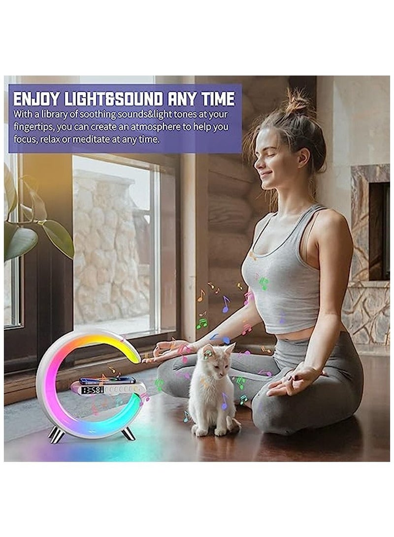 vesus Sound Machine Smart Light Sunrise Alarm Clock Wake Up Light Alarm Clocks for Bedrooms Dimmable Table Lamp with Fast Wireless Charger Alarm Clock for Heavy Sleepers Adults for Bedroom,Dorm,Gift - Image 4