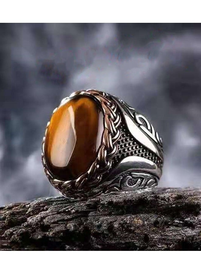 Mark Fairwhale خاتم رجالي جديد بتصميم ريترو مطلي كهربائياً بلونين مع حجر الفيروز