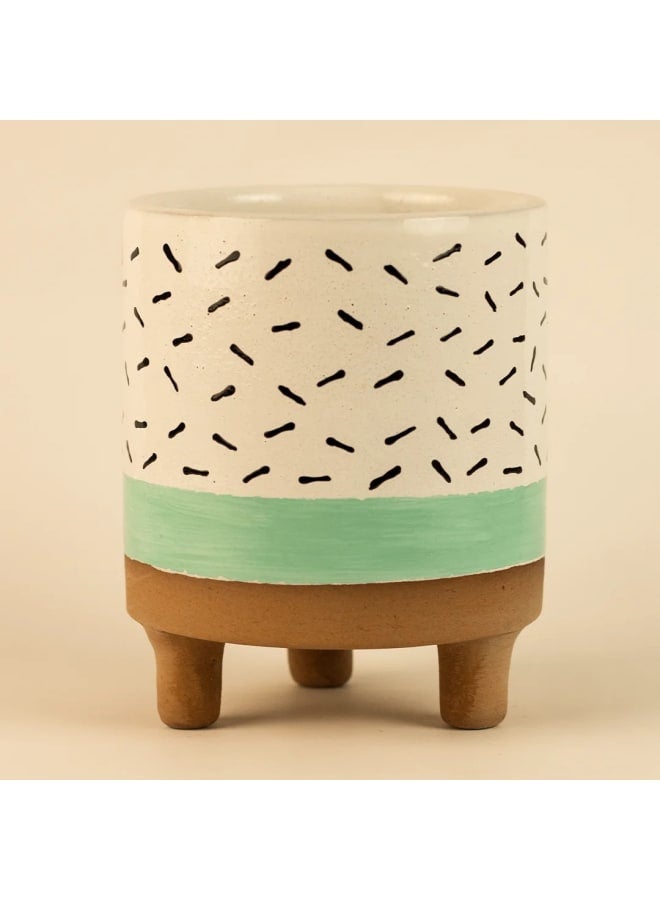 Handmade pottery empty pot - white - 13*11 cm