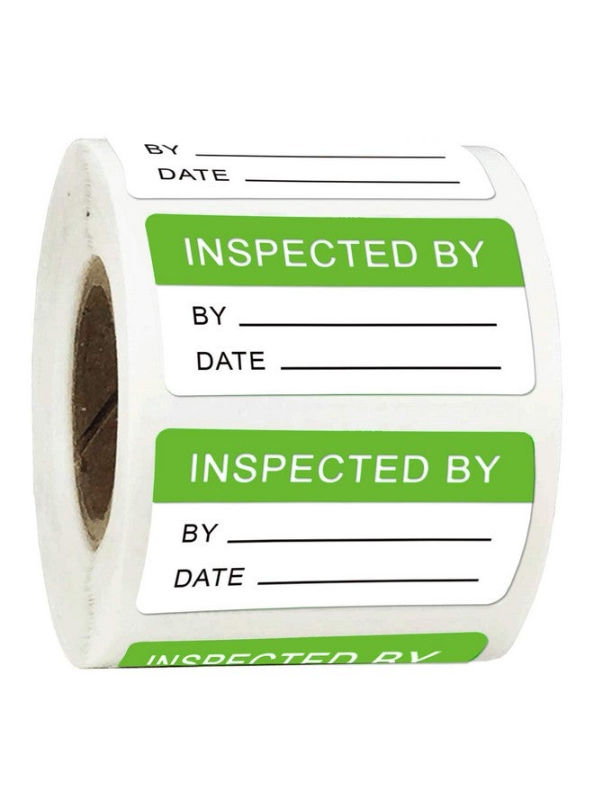 Well Tile 1X2 Inch Quality Control Inventory Lables 500 Pcs Inspected By Rectangle Stickers Fluorescent Green Adhesive Stickers For Handling Shipping Warehouse Inventory Control Organization - Image 1