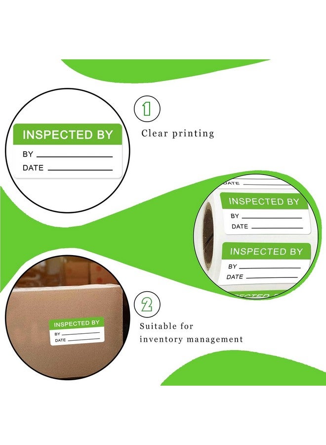 Well Tile 1X2 Inch Quality Control Inventory Lables 500 Pcs Inspected By Rectangle Stickers Fluorescent Green Adhesive Stickers For Handling Shipping Warehouse Inventory Control Organization - Image 5