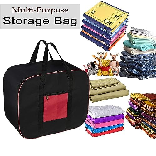 TULMAN 2Pack Underbed Storage Bags Large Nylon Organizer for Bedding Clothes Blankets MoistureProof Zippered Closure Handle 54x46x28 cm Black Red - Image 4