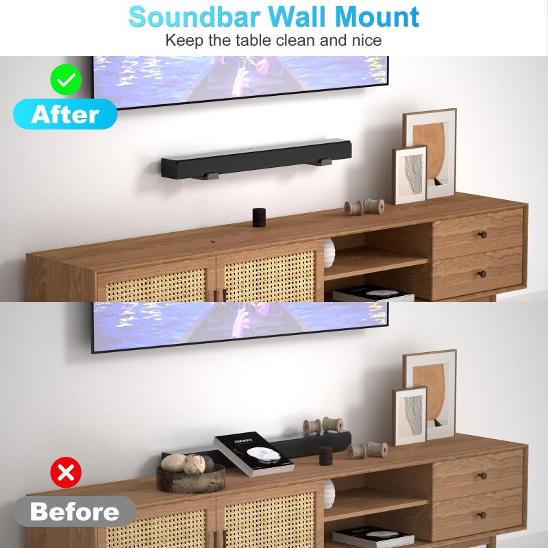 ZUOLACO Soundbar Wall Mount Bracket for Samsung, Bose, Vizio, LG, Sony, JBL, Sonos and More Sound Bar Mounts Under TV, Hold up to 33 lbs, Depth Adjustable 3.6â€-6.4â€, Soundbar Shelf, Black - Image 5