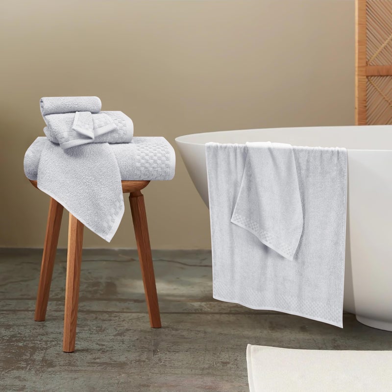 ملكي خاص MyOwn Premium Cotton 6 Pack Placel Contip for Bathroom يحتوي على 2 مناشف حمام 28 × 55 بوصة 2 مناشف اليد 16x24 بوصة و 2 غسل 12x12 بوصة مثالية كل يوم استخدام مضغوط وخفيف الوزن - رمادي فاتح - رمادي فاتح - Image 4